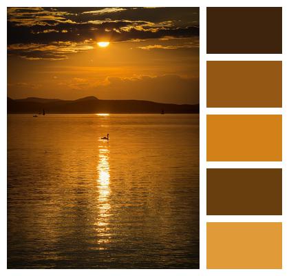 Sunset Nature Lake Balaton Image